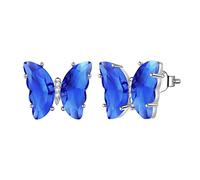 Aurora Tears Collana da donna con ciondolo a forma di cuore, in argento Sterling 925, con ciondolo a forma di farfalla, Zirconia cubica, Zaffiro