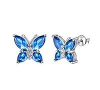 Aurora Tears, collana e orecchini in argento Sterling 925, con ciondolo a forma di farfalla, ideale come regalo per donne e ragazze e Orecchini., colore: I.blu-zaffiro, cod. DE0160S-EU