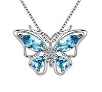 Aurora Tears Collana in Argento 925 con Zaffiro Blu Topazio a Forma di Ciondolo per Donne DP0013B