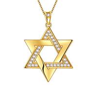 Aurora Tears Collana in argento Sterling 925 con ciondolo a forma di stella di David, albero della vita, gioiello ebraico, regalo religioso per donne, Cristallo