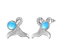 Aurora Tears Collane a coda di sirena/Stud orecchini/anelli in argento Sterling 925 sliver balena coda di pesce delfino gioielli regali per le donne, Zirconia cubica