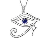 Aurora Tears Collane con occhio egiziano di Horus, orecchini a perno, set di gioielli in argento sterling 925, con ciondolo a forma di occhio malocchio, orecchini