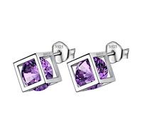 Aurora Tears Febbraio Birthstone Orecchini in argento sterling 925 viola ametista quadrato pietra portafortuna orecchini gioielli gioielli regali per donne e ragazze DE0028F