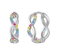 Aurora Tears Infinity Spiral DNA Doppia Helix Chimica Scienza Collane/Orecchini in argento Sterling 925 LGBT Infinity Simbolo Collana Gay Pride Arcobaleno Gioielli, Zirconia cubica