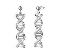 Aurora Tears Infinity Spiral DNA - Set di collane e orecchini a doppia elica, in argento Sterling 925, con ciondolo a molecola biologica, one size, Metallo, Zirconie sintetico