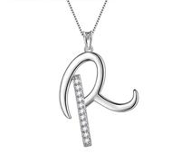 Aurora Tears Iniziale Lettera Collana per Donne Ragazze Argento Sterling 925 Personalizzato 26 A-Z Alfabeto Nome Ciondolo Cristallo CZ per Madre, Moglie Fidanzata, Cristallo