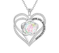 Aurora Tears Love Heart Collane 9 25 in argento Sterling doppio per sempre, ciondolo a forma di cuore con rosa Cut CZ gioielli per donne DP0388, misura unica, Argento, Zirconia cubica