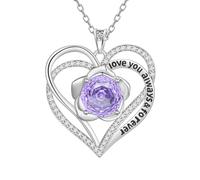 Aurora Tears Love Heart Collane 9 25 in argento Sterling doppio per sempre, ciondolo a forma di cuore con rosa Cut CZ gioielli per donne DP0388, misura unica, Argento, Zirconia cubica