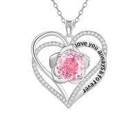 Aurora Tears Love Heart Collane 9 25 in argento Sterling doppio per sempre, ciondolo a forma di cuore con rosa Cut CZ gioielli per donne DP0388, misura unica, Argento, Zirconia cubica