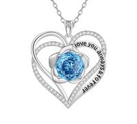 Aurora Tears Love Heart Collane 9 25 in argento Sterling doppio per sempre, ciondolo a forma di cuore con rosa Cut CZ gioielli per donne DP0388, misura unica, Argento, Zirconia cubica