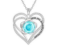 Aurora Tears Love Heart Collane 9 25 in argento Sterling doppio per sempre, ciondolo a forma di cuore con rosa Cut CZ gioielli per donne DP0388, misura unica, Argento, Zirconia cubica