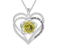 Aurora Tears Love Heart Collane 9 25 in argento Sterling doppio per sempre, ciondolo a forma di cuore con rosa Cut CZ gioielli per donne DP0388, misura unica, Argento, Zirconia cubica