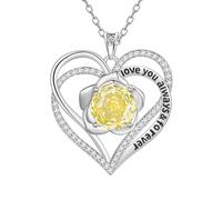 Aurora Tears Love Heart Collane 9 25 in argento Sterling doppio per sempre, ciondolo a forma di cuore con rosa Cut CZ gioielli per donne DP0388, misura unica, Argento, Zirconia cubica