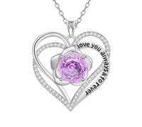Aurora Tears Love Heart Collane 9 25 in argento Sterling doppio per sempre, ciondolo a forma di cuore con rosa Cut CZ gioielli per donne DP0388, misura unica, Argento, Zirconia cubica