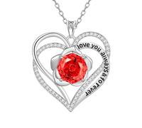 Aurora Tears Love Heart Collane 9 25 in argento Sterling doppio per sempre, ciondolo a forma di cuore con rosa Cut CZ gioielli per donne DP0388, misura unica, Argento, Zirconia cubica