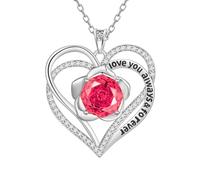 Aurora Tears Love Heart Collane 9 25 in argento Sterling doppio per sempre, ciondolo a forma di cuore con rosa Cut CZ gioielli per donne DP0388, misura unica, Argento, Zirconia cubica