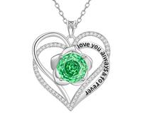 Aurora Tears Love Heart Collane 9 25 in argento Sterling doppio per sempre, ciondolo a forma di cuore con rosa Cut CZ gioielli per donne DP0388, misura unica, Argento, Zirconia cubica