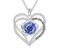 Aurora Tears Love Heart Collane 9 25 in argento Sterling doppio per sempre, ciondolo a forma di cuore con rosa Cut CZ gioielli per donne DP0388, misura unica, Argento, Zirconia cubica