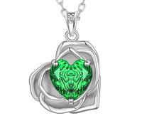 Aurora Tears Love Heart Rose Collane 925 Sterling Silver Ciondolo Collana con Rose Cut CZ Birthstone Gioielli per le donne DP0393, Misura unica, Argento, Zirconia cubica