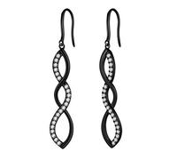 Aurora Tears Orecchini da donna in argento sterling 925, con design a spirale e piccolo cristallo, Argento sterling
