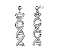 Aurora Tears Set di gioielli con ciondolo a forma di molecola in argento Sterling 925 con ciondolo a forma di molecola di chimica e scienza, con simbolo dell'infinito e spirale del DNA, Cristallo,