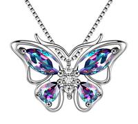 Aurora Tears Set di gioielli in argento Sterling 925 con collana, orecchini, anelli, braccialetti e farfalle, set di gioielli con animali, regalo per donne e ragazze, Zirconia cubica, Topazio