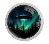 Aurora UFO - 4 pomelli rotondi bianchi da 35 mm, per cassetti e credenze, maniglie per porte e armadi, per decorare la casa, armadio, armadio