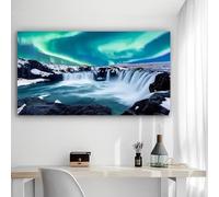 Aurora Waterfall - Tela artistica da parete rustica, 30,5 x 61 cm, senza cornice, decorazione per casa e ufficio, per soggiorno, camera da letto, cucina e bar