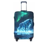 Aurora Wolf Frozen Lake - Copribagagli da viaggio, elastico, per valigie, 45-81 cm, nero, Small