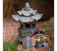 AURORAF Lanterna Solare Giardino LED ，pagoda solare Complemento d'arredo in stile asiatico Lanterna pagoda Statua da esterni, poliresina(Color:A)