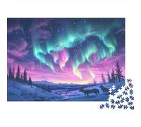 Aurore del Nord Puzzle Impossible 1000Pcs Foresta della neve Decorazione Per La Casa. Giochi Rilassamento E Intelligence Per Adulti E Ragazzi Da 14 Anni 1000pcs (75x50cm)
