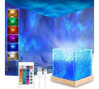 Aurore Proiettore Cielo Stella, 16 Colori LED Lampada Wave Ricaricabile, Telecomando Luce Notturna Onda Oceanica Proiettore Galassia Luce,Decorazione Camera,Lampada da Comodino Camera Bambino/Adulto