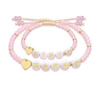 Auroriel 2 Madre Figlia Set di Braccialetti in Perle per Mamma e Io Braccialetti in Perle Coordinati Mamma e Mini Braccialetti a Cuore Coordinati per Madre Figlia San Val