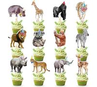 Auroriel 36 Pezzi Animali Selvatici Tutto Il Meglio per Il Compleanno Cupcake Topper Tema Giungla Decorazione Baby Shower Torta Decorazione Cupcake Decorazione Torta Deco
