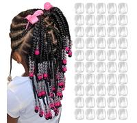 Auroriel 50PCS Perle per Capelli Trasparenti Trecce Grandi Perle Acriliche Accessori per Dreadlock Bambine Ragazze Gioielli per Capelli con Inserimento Facile