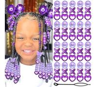 Auroriel 60 pezzi perle per capelli bambine perle per trecce colorate viola miscela di forme a X e cuore con guida per l'inserimento