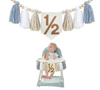 Auroriel Stendardo con Nappe Blu per Seggiolone, Decorazione per Bambino di 6 Mesi, Stendardo per Mezzo Compleanno, Accessori per Foto e Feste per il Mezzo Anno di Età
