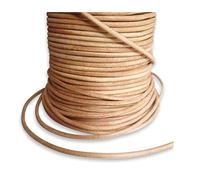 Auroris, 50 m, Cordoncino Tondo in Pelle, Diametro: 3 mm, Colore: Naturale (incolore)