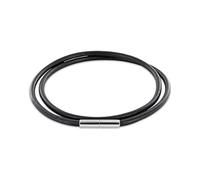 Auroris Collana in vera pelle nera 3 mm con chiusura in acciaio inox