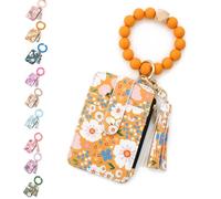 Aurorize Boho Beaded Wallet with Flower Pattern, Women's Boho Style Beaded Tassel Keychain Wallet, Wristlet wallets Card Holder Purse (Yellow)