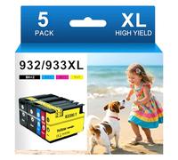 Aurotec 932XL 933XL Cartucce d'inchiostro Multipack Compatibili per HP 932 933XL Multipack per HP OfficeJet 6600 Cartucce, 932XL 933XL per HP OfficeJet 6700 7510 7612 7110 6100 7610 6110 (5-pack)