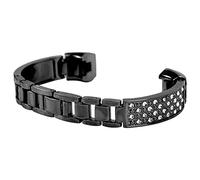 AurSoltriad Braccialetto in acciaio inossidabile per donne con strass, braccialetto in acciaio inossidabile compatibile con Fitbit, decorazione da polso regolabile per l’uso quotidiano e come (Nera)