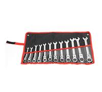 AurSoltriad Set di chiavi a cricchetto a doppia estremità, 12 pezzi, chiave a cricchetto con testa mobile in acciaio al cromo-vanadio e ingranaggio a 72 denti per spazi ristretti, riparazioni