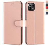 AURSTORE Etui Coque pour Xiaomi Mi 11 Lite 4G / 5G,Protection Etui Housse Premium en Cuir PU,Fermeture Magnétique (Rose_Gold)