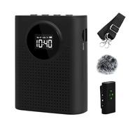 AURTEC Amplificatore vocale con microfono lavalier wireless magnetico, amplificatore portatile con microfono wireless 2,4 G, supporta Bluetooth, scheda TF, chiavetta USB e ingresso AUX
