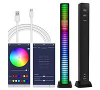 AURTEC - Luce a LED RGB per ritmo musicale, funzione vocale e controllo del suono RGB, luce per atmosfera con controllo app, 40 bit aggiornata con controllo app, feste e molto altro (un pezzo, nero)