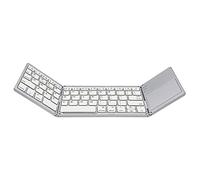 AURTEC Tastiera Pieghevole Bluetooth Senza Fili Portatile con touchpad e Batteria per PC, Tablet, Samsung, Android, Smartphone, Argento (International Keyboard Layout)