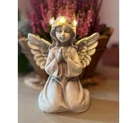 AURUM Angelo con illuminazione a LED, statuetta decorativa con angelo custode, decorazione per tomba, angelo decorativo