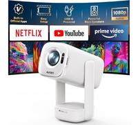Aurzen D1 air Proiettore Portatile con Netflix e Dolby Audio, Mini Proiettore 1080P con HDR10 e Supporto 4K, Ricaricabile via USB-C PD, VideoProiettore da Esterno con WiFi & Bluetooth, Autofocus TOF