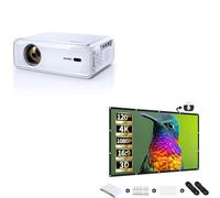 Aurzen EAZZE D1 Proiettore intelligente Supporta 4K con Schermo Portatile per Proiettore da 120 pollici(Bundle)